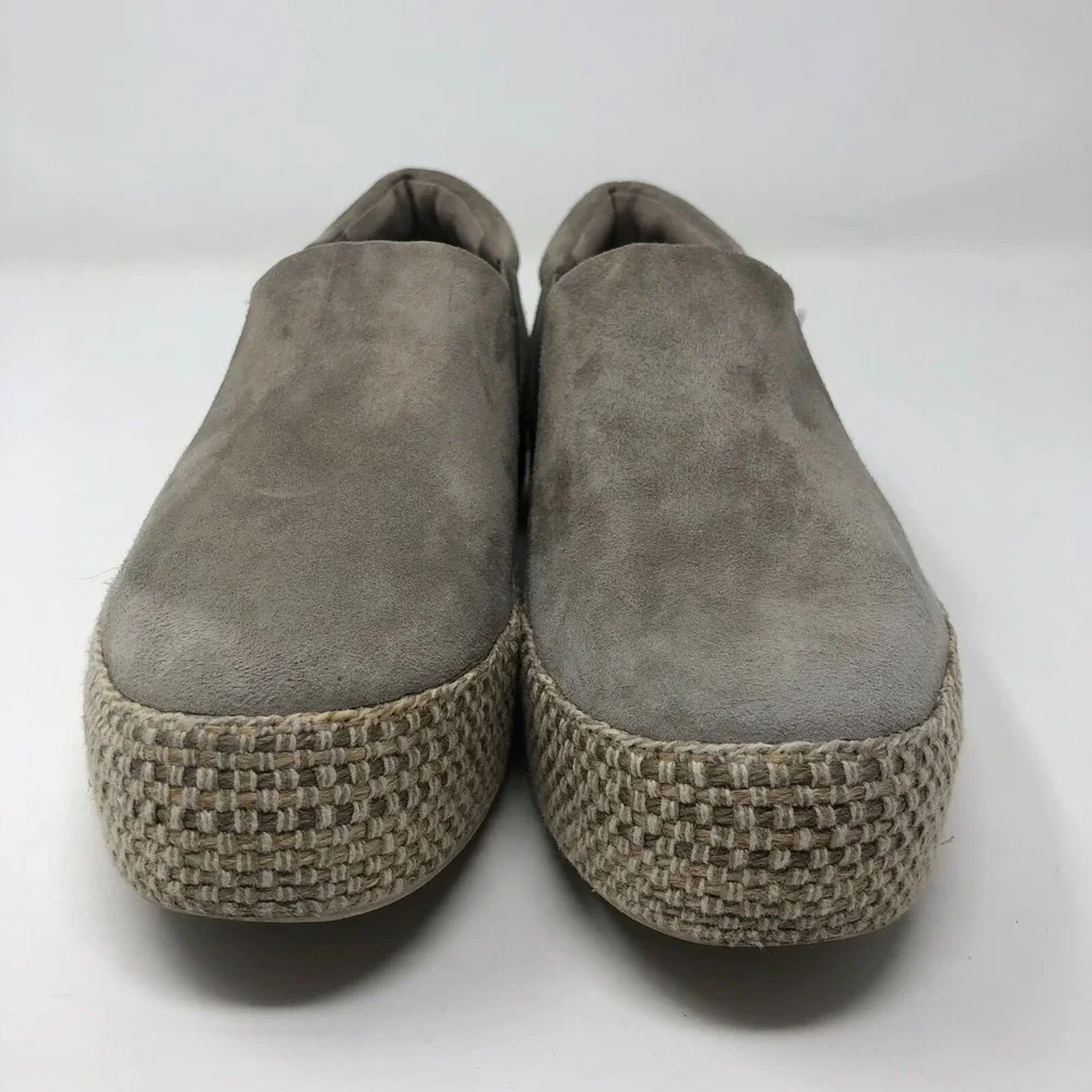 Vince Wilden Platform Flats Shoes Espadrille Womens 5.5 Gray Suede Slip On